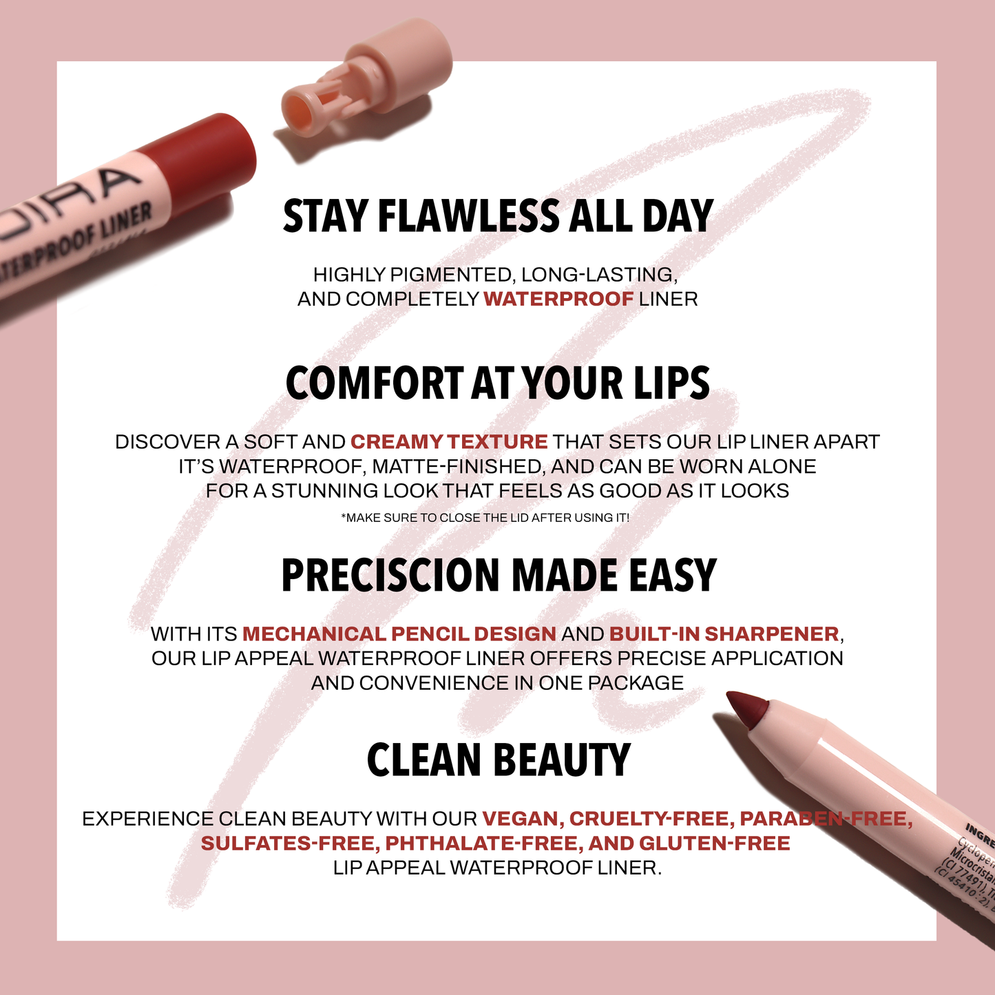 MOIRA Lip Appeal Waterproof Liner (021, Fierce) S49 LW3