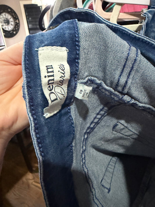 Blue Wash Mid-Rise Denim Cargo Jeans size 13
