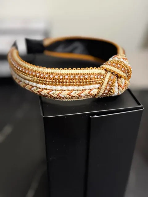Bling and Boho Knot Headband Neutral Gold LW3 A160