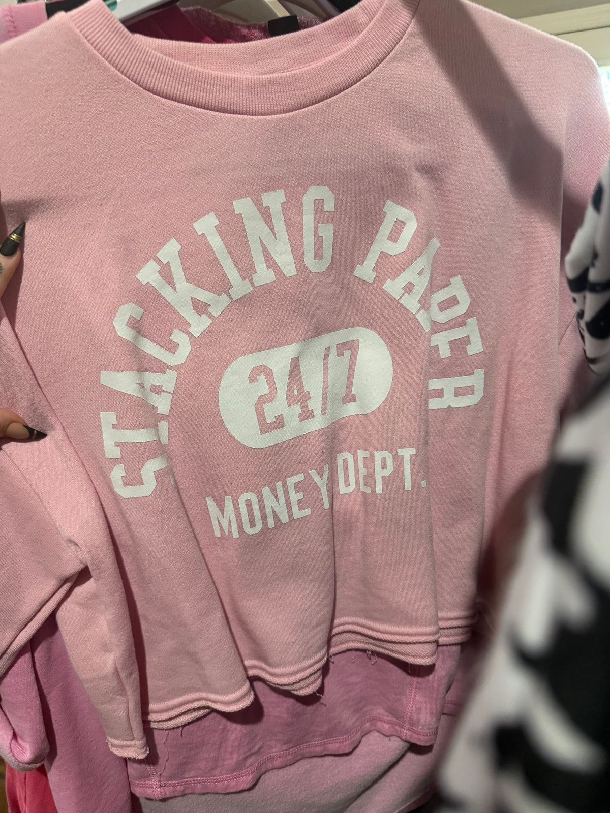 Pink “Stacking Paper” Oversized T-Shirt size M