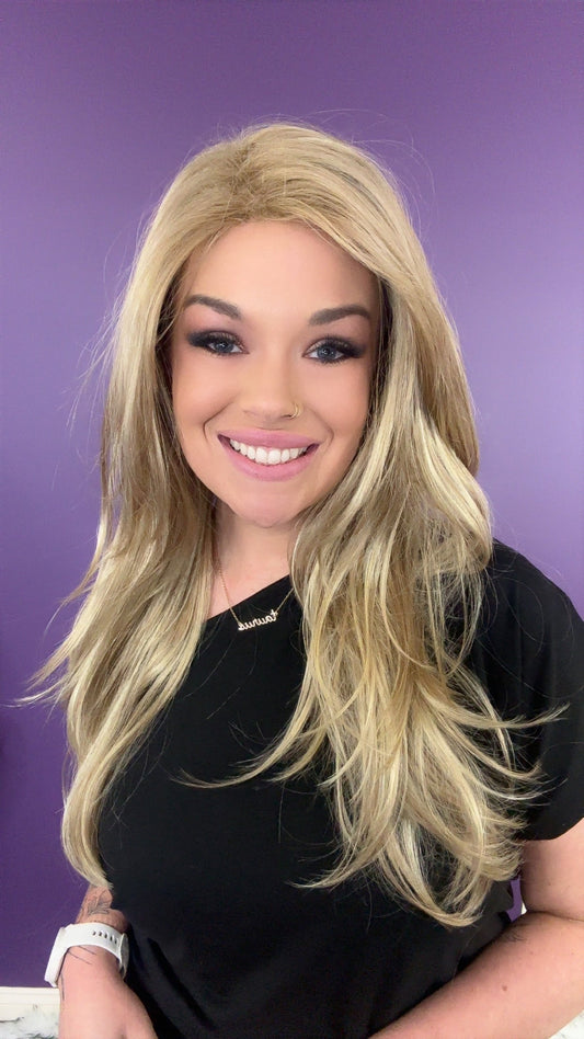 LUCY – Luxury Wig by Chic Lifestyle Shown in Satin Gold.