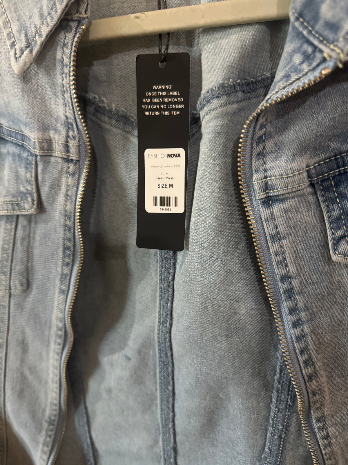Jean Denim Bodycon Zip-Up Dress NWT (M)