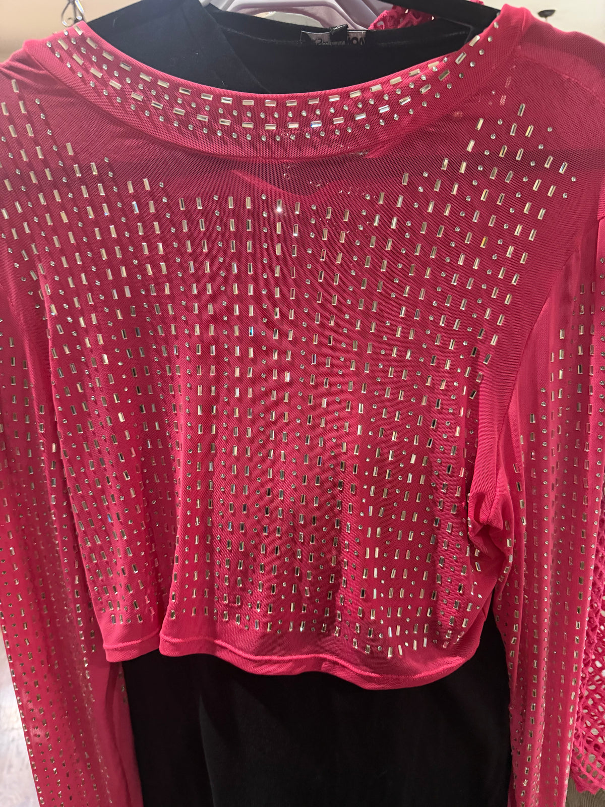 Pink Rhinestone Crop Top size XL
