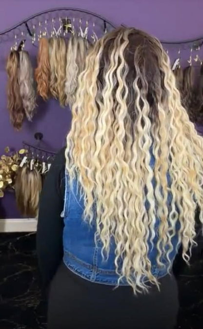 Lyrica Caramel and Cream Human Hair Blend HS 360 NWOT Basic Wig LW3