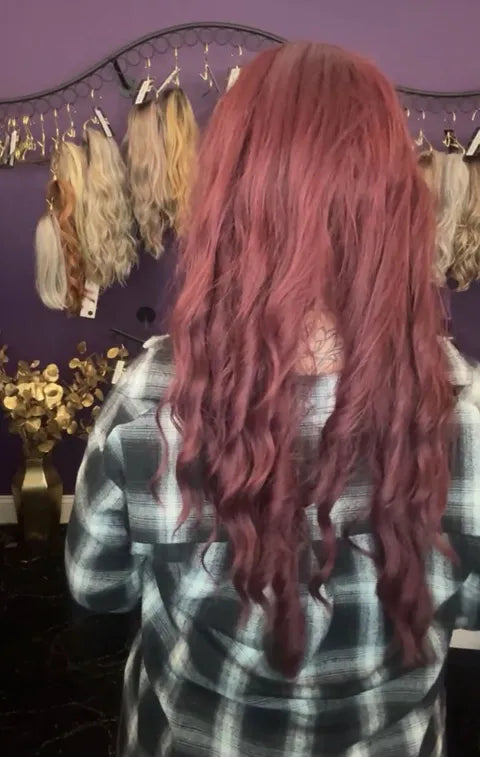 Wine Color Wig Wavy Long with bangs Basic Wig NWOT  LW3 HA1
