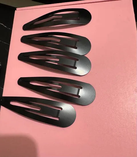⭐ Black Metal Snap Hair Clips (Set of 5) 3.54 Inches LW3 A180