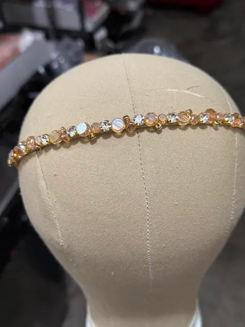 ⭐ Crystal Beaded Headband CHAMPAGNE GOLD LW3 A169