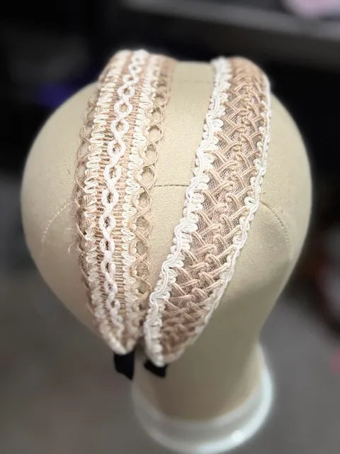 Boho Neutral Macrame Style Medium Width Headbands 2 piece- LW3 A157
