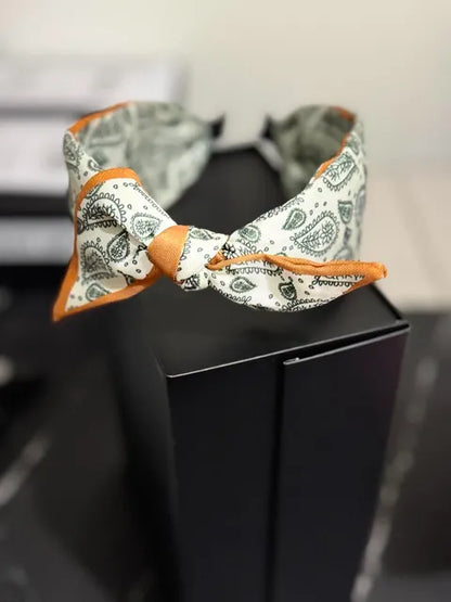 Paisley Scarf Tie Fabric Headband Green- LW3 A155