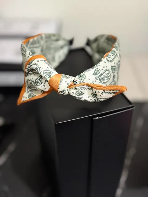 Paisley Scarf Tie Fabric Headband Green- LW3 A155