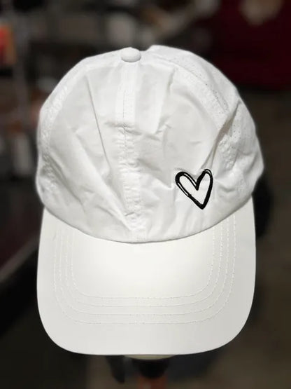 ⭐ Heart Ponytail Baseball Cap WHITE LW3 A174