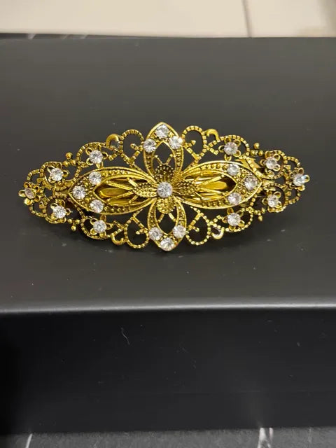 Vintage Clover Barrette Bronze  LW3 A115