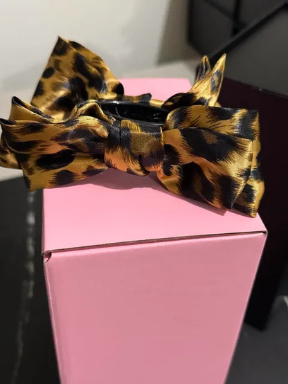 ⭐ Satin Bow Claw Clip Brown Leopard  Pre-Order ETA 09/25 LW3 A105