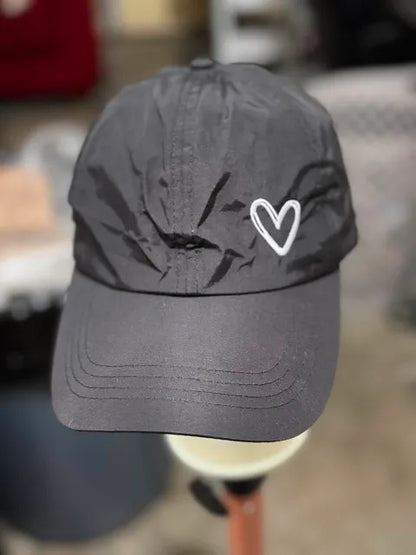 ⭐ Heart Ponytail Baseball Cap BLACK LW3 A173