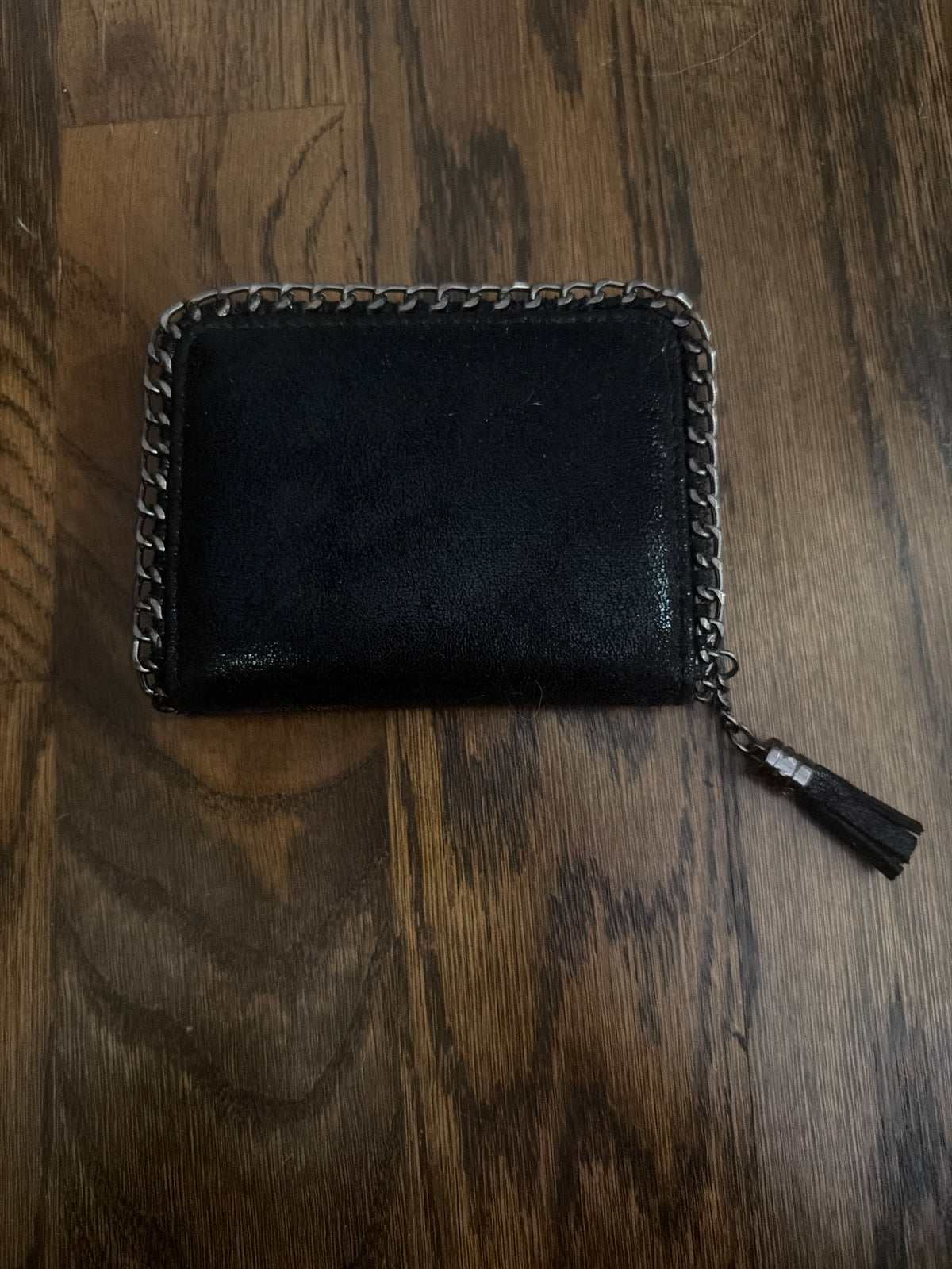 Metallic Suede Black Tassel Wallet