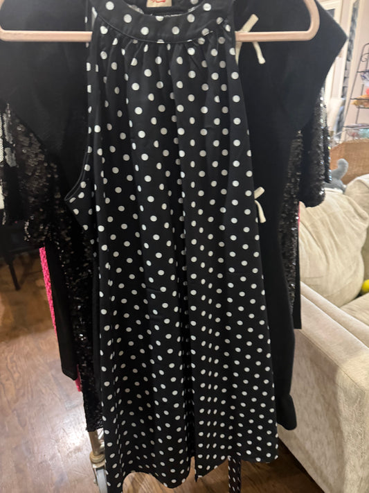 Black & White Polka Dot Dress with tie size XL