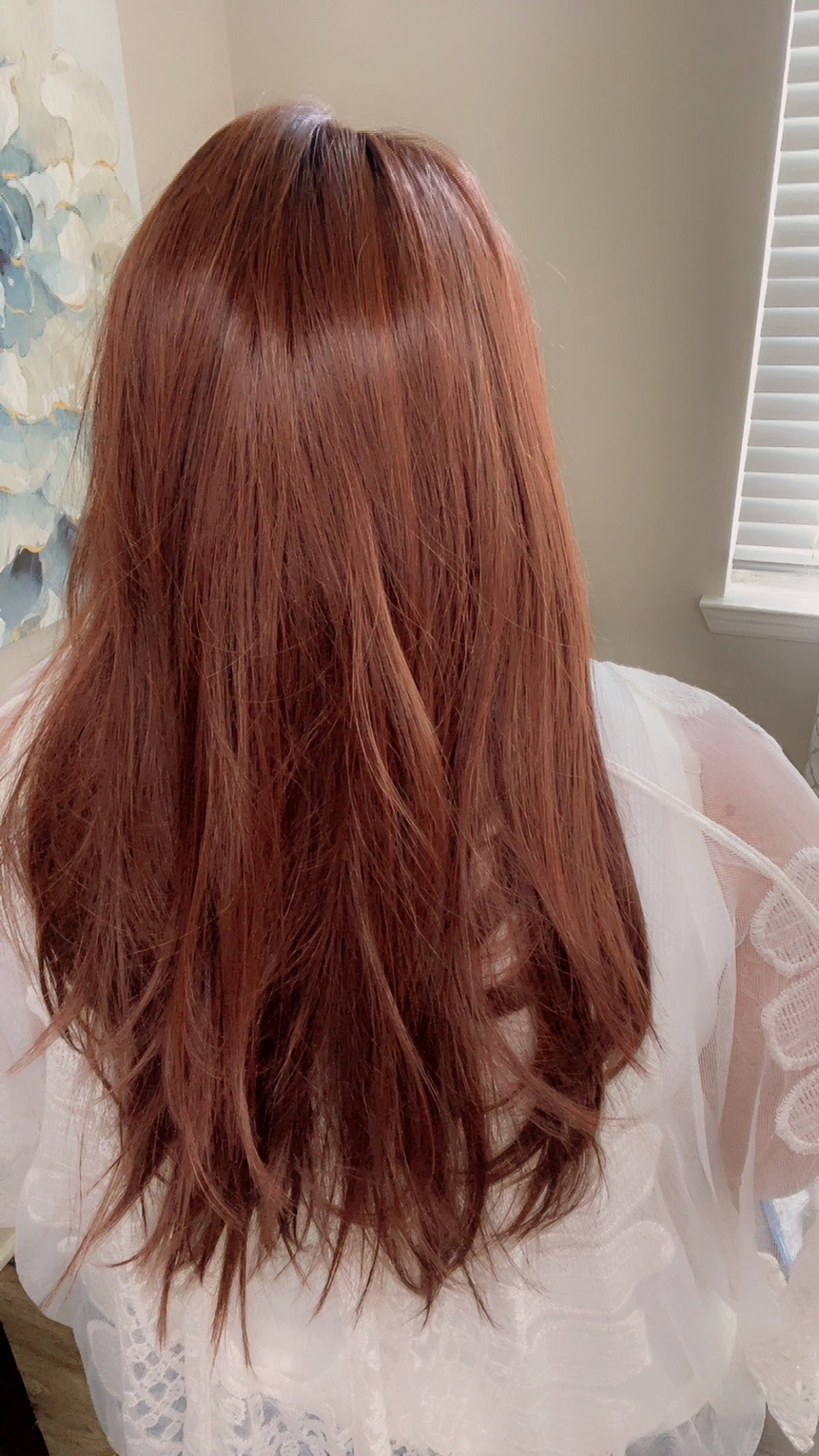 BRIDGETTE 25 – Luxury Wig by Chic Lifestyle Shown in Red Auburn.