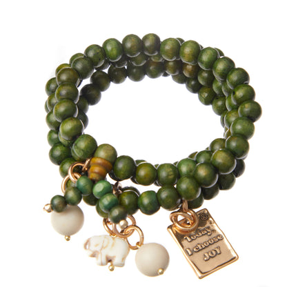 Today I Choose Joy Heart Wood Boho Wrap Bracelet/Necklace
