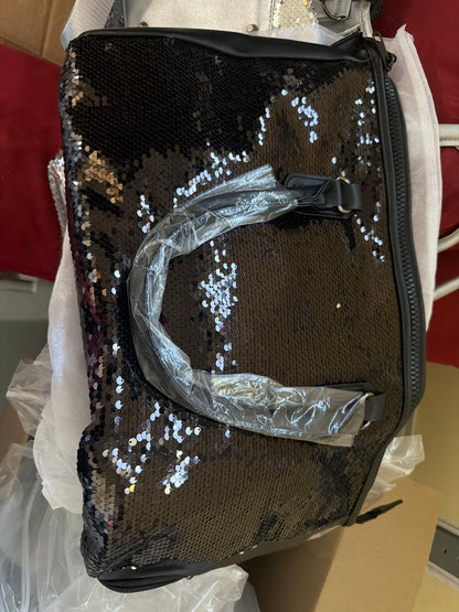 Black Chic Sequin Duffle Bag Tote LW3 A193