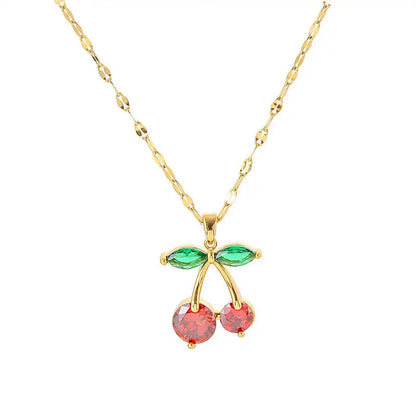 Retro Cherry Charm Necklace