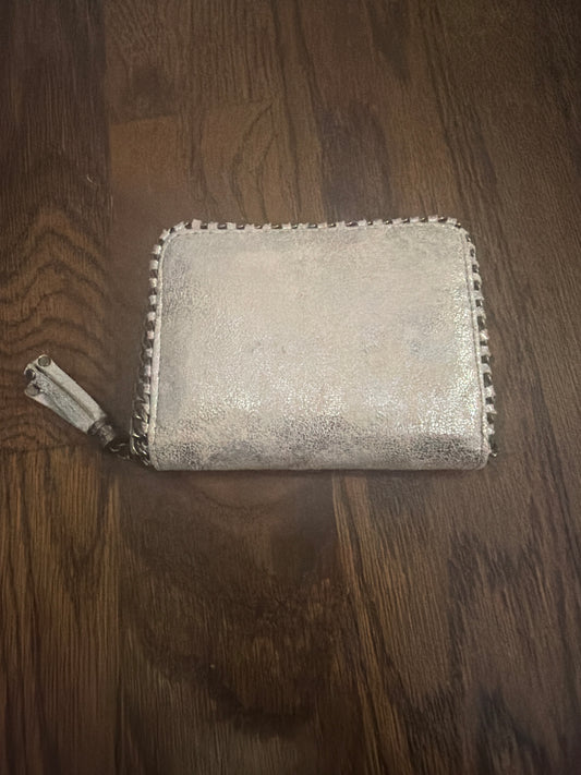 Metallic Suede Silver Tassel Wallet