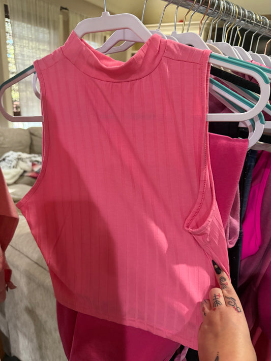 Pink Crop Turtleneck Tank Top (XL)