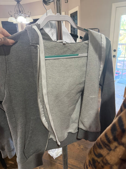 Grey & White Zip Hoodie (M)