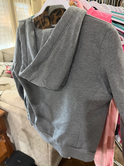 Grey & White Zip Hoodie (M)