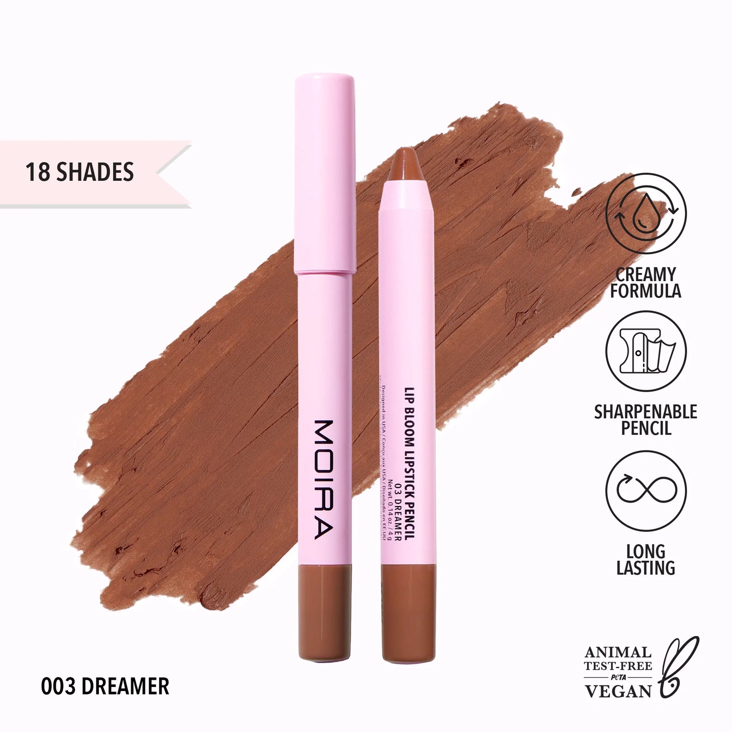 MOIRA Lip Bloom Lipstick Pencil- 003, Dreamer L121 LW3
