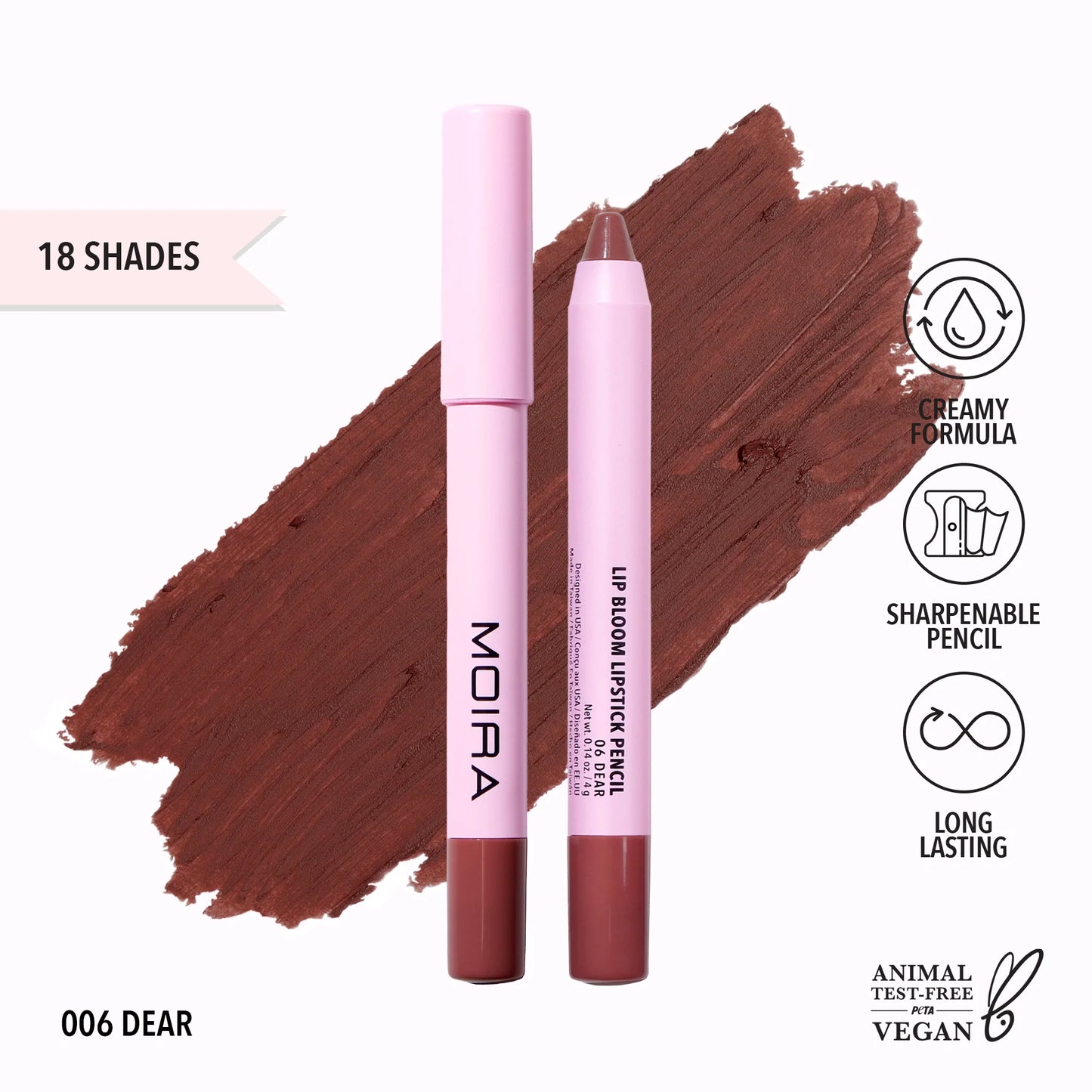 MOIRA  Lip Bloom Lipstick Pencil- 006, Dear L124 LW3