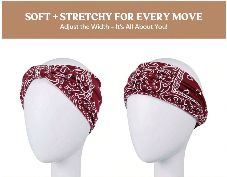 Paisley Pattern Bohemian Stretchy Headband 6PC PAK-A199