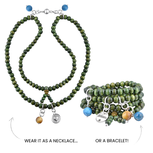 Breathe Heart Wood Boho Wrap Bracelet/Necklace
